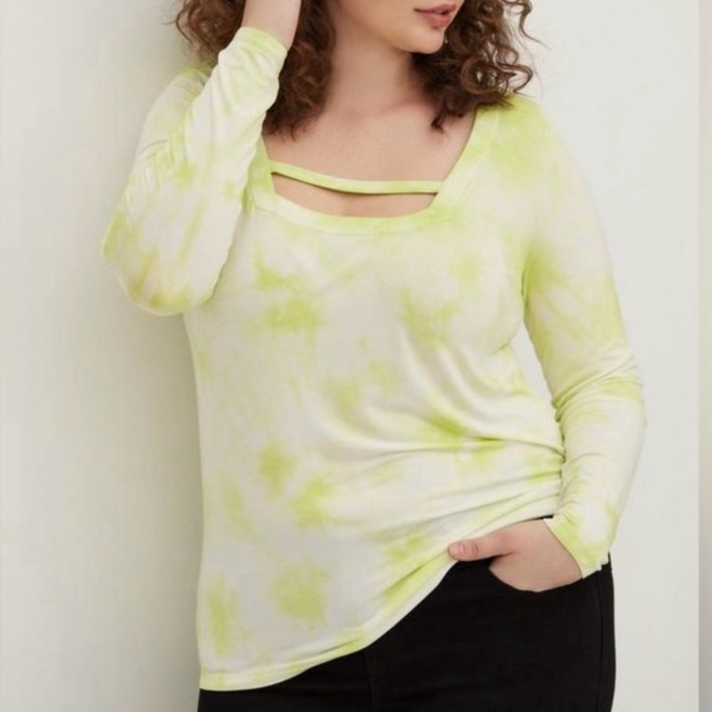 Torrid Lovesick Neon Green & White Tie
Dye Top